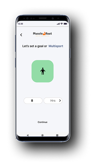 Onboarding: 'Let's set a goal or Multisport' with person icon