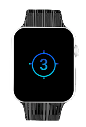 Watch countdown showing number 3 in a blue ring on black