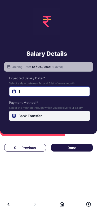Salary details form