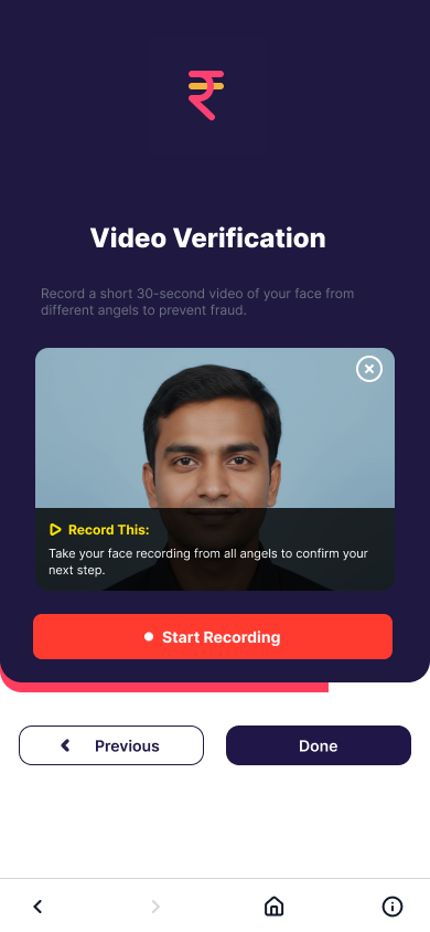 Rupaya redesigned Video Verification screen with an unobstructed camera preview