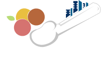Scoops of Joy colour logo — fruit scoops and a spoon in warm colours