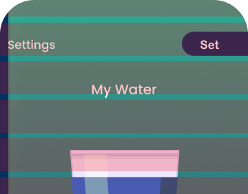 My Water screen — empty state, showing a nearly empty cup