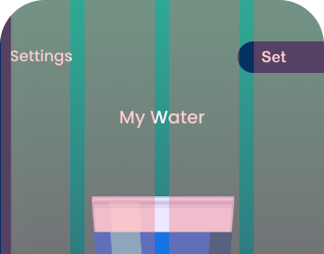 My Water screen — filling state, showing the cup partially filled